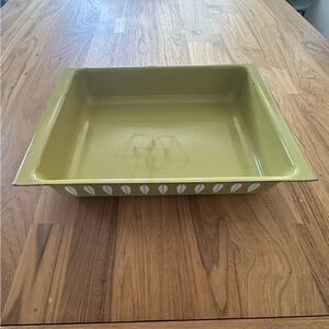 Olive Green Enamel Baking Dish